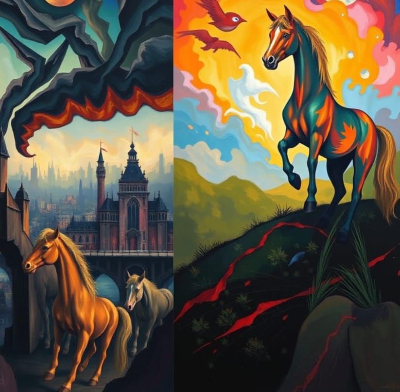 Expressionist Dreams: A Diptych in Two Styles