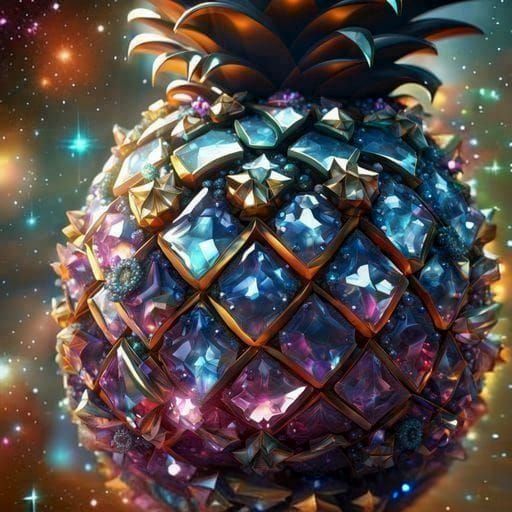 Crystal Pineapple with Diamonds and Jewels