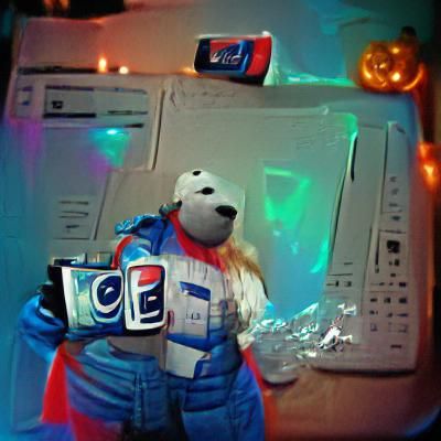 Halloween Polar Bear in Space with Pepsi