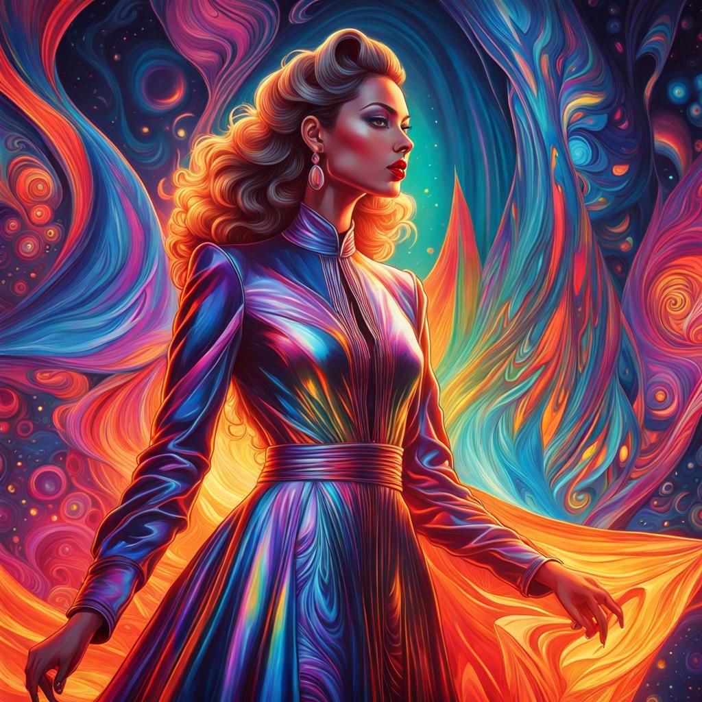 Lava Lamp Dress: Holographic Astral Illustration