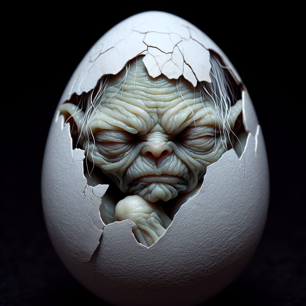 Macro Photo of Goblin Hatching From Egg