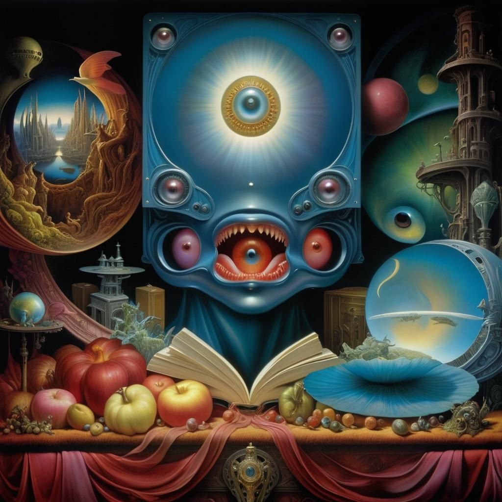 Surreal Post-Apocalyptic Wonderland in Art Nouveau Style