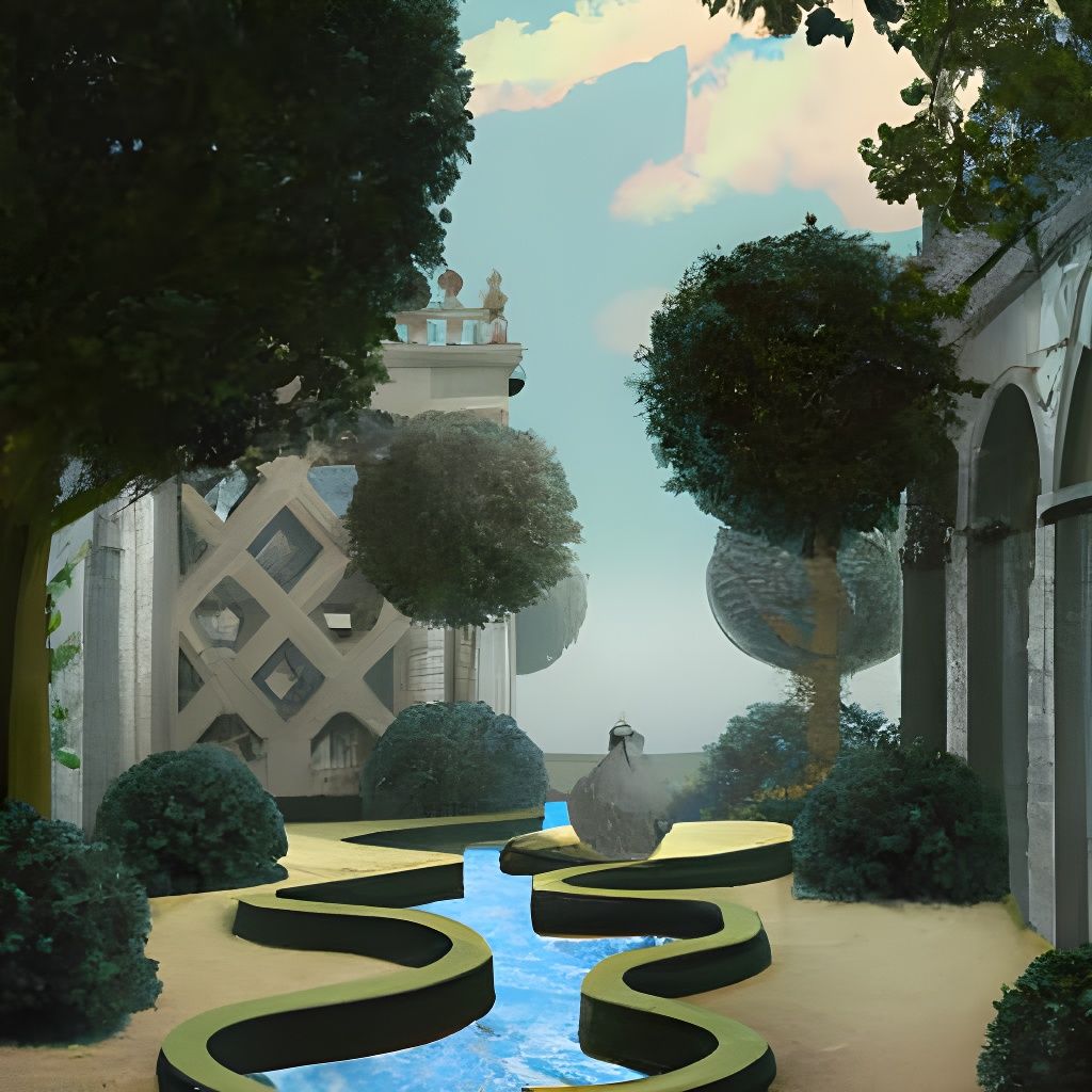 Zen Garden in Pastel Matte Painting Style