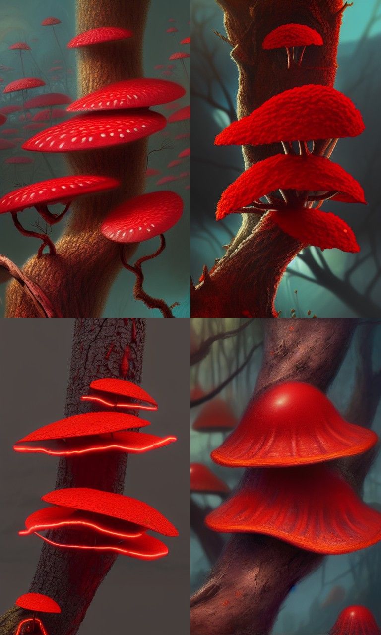 Red Scale Fungus: Neon Fantasy Matte Painting