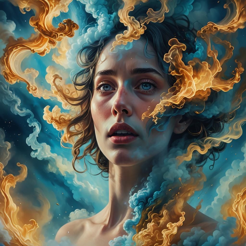 Surreal Distorted Face in a Dreamlike Realm