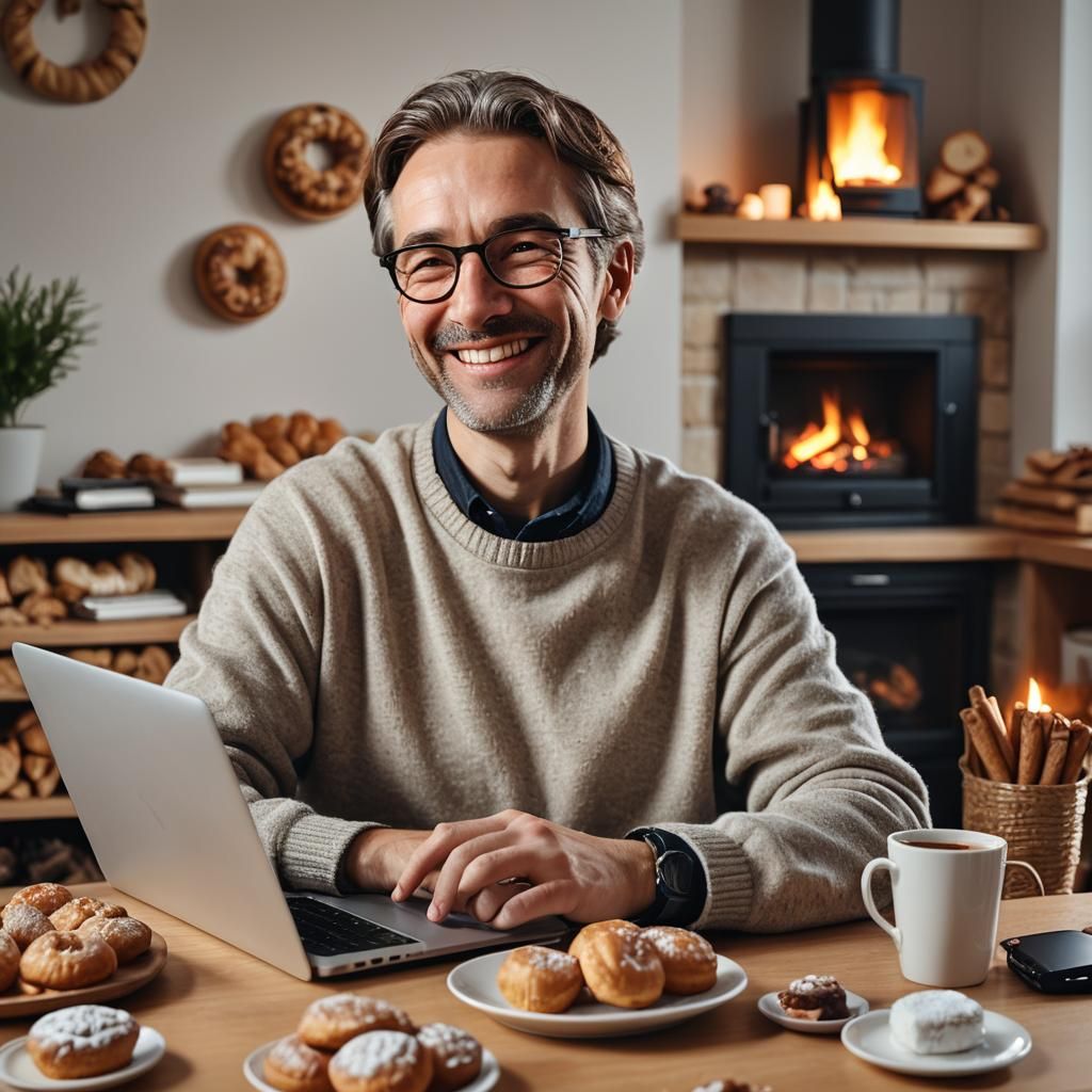 Cozy Home Office of Smiling Data Analyst