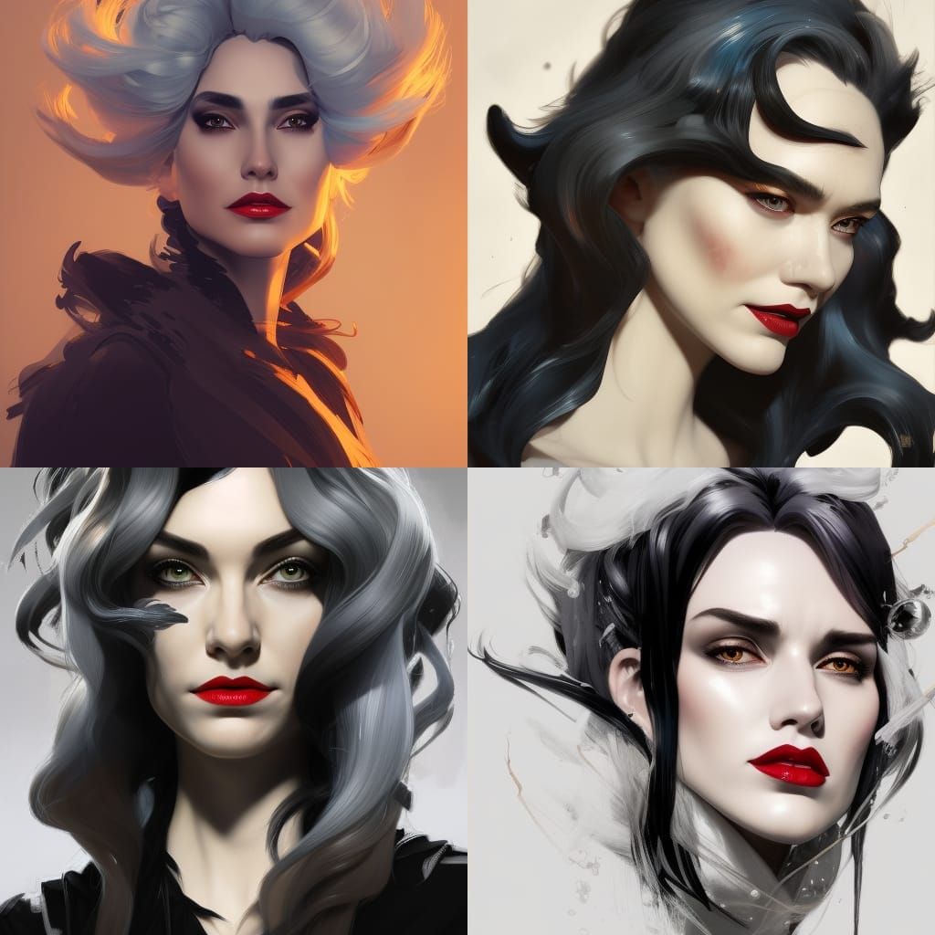 Hyperdetailed Portrait of Cruella in Splash Art Style