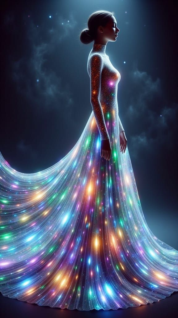 Aurora's Splendor: Dreamy Stained Glass Gown in Ethereal Bea...