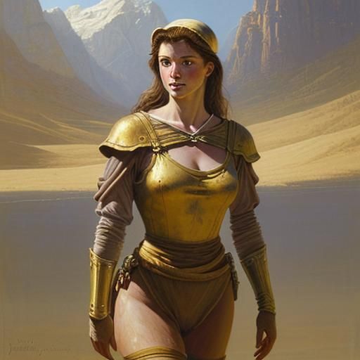 Golden Fairy in Steel Wind: Oil Painting