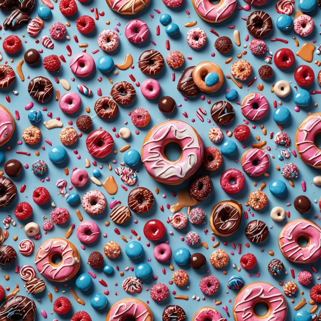 Hyperrealistic Donut with Chocolate, Raspberries, and Carame...
