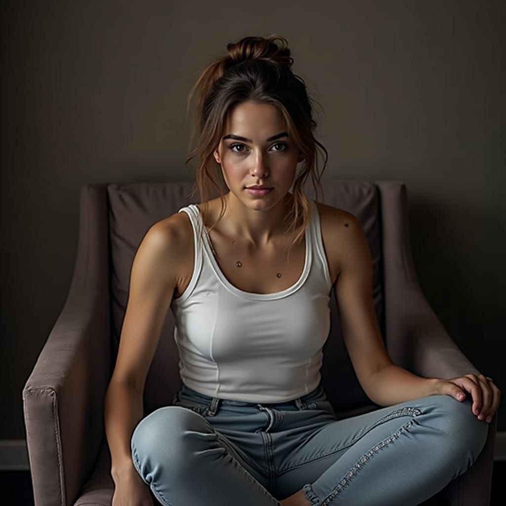 Cheerleader in Velvet Chair: Hyperrealistic Digital Art