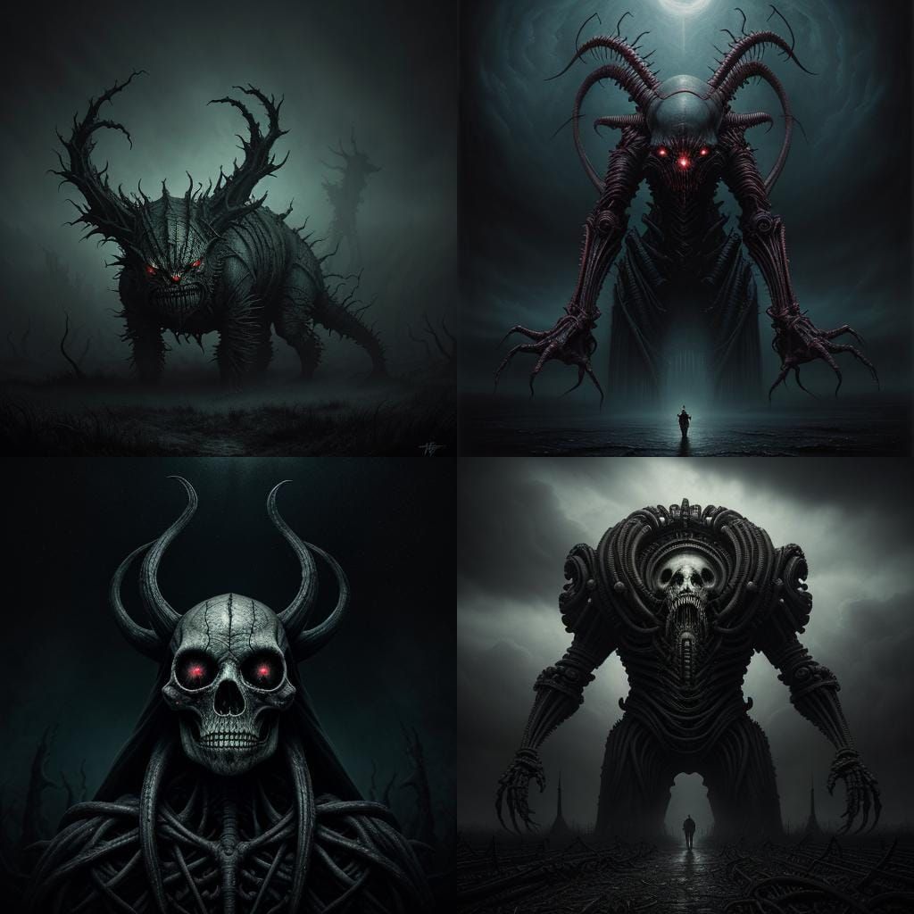 Surreal Dark Art Animals in Horror Style