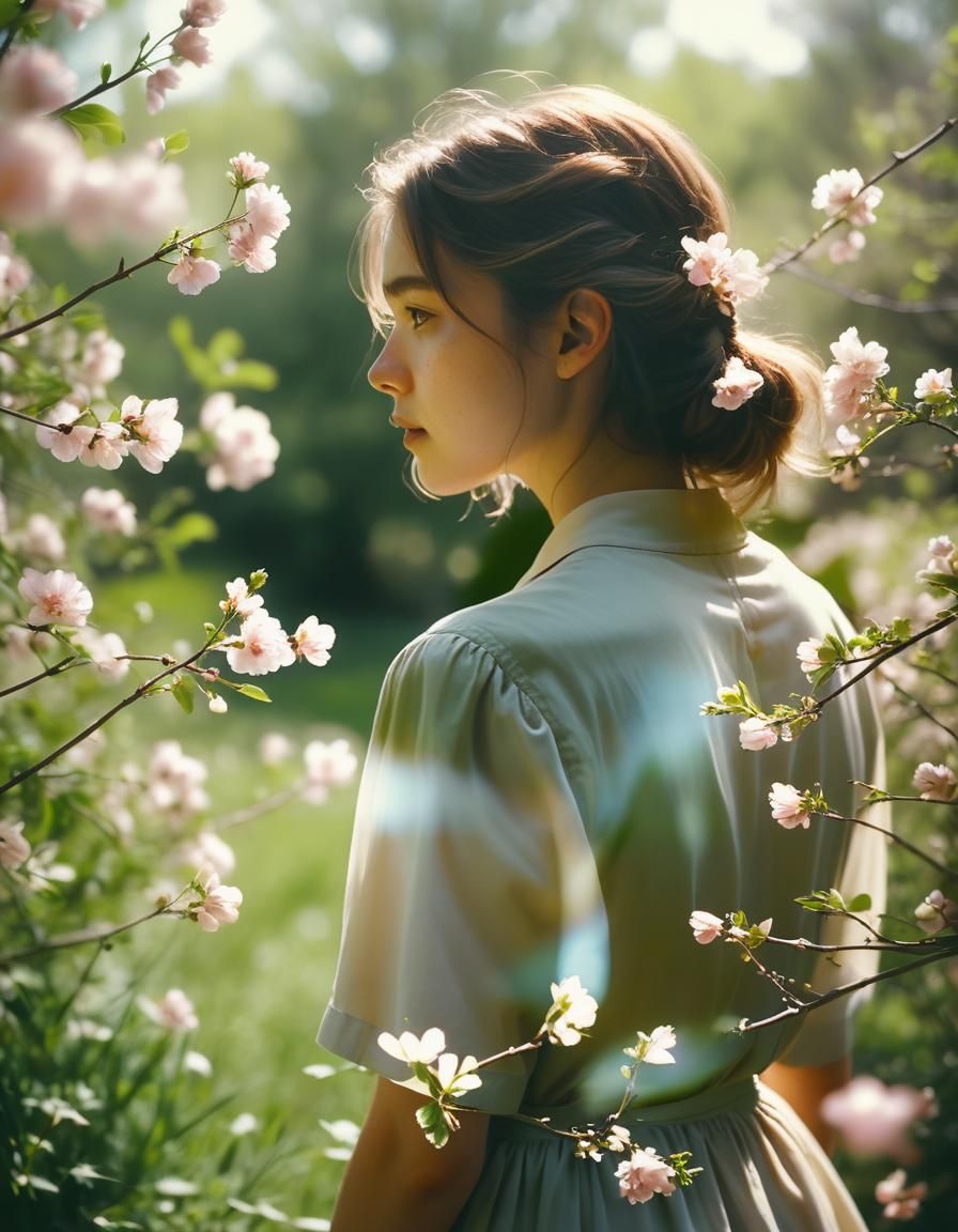 Person Looking Back on Spring Day