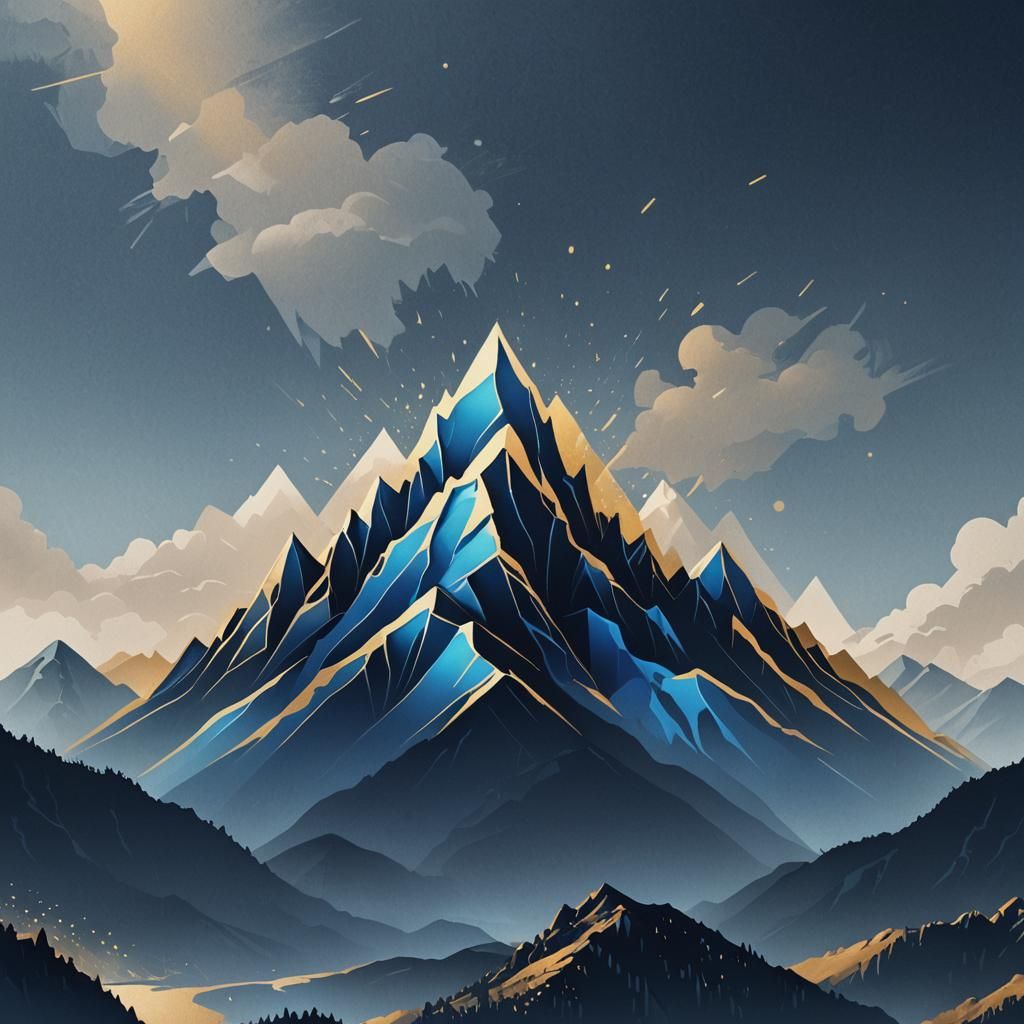 Abstract Mountain Logo Design with Gradient Background