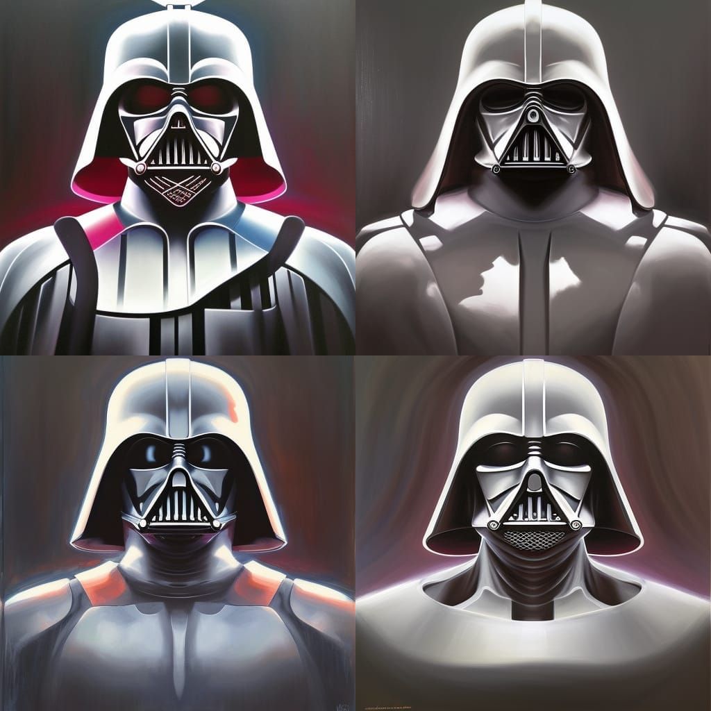 Darth Vader Portrait in Expressionist Oil Painting Style