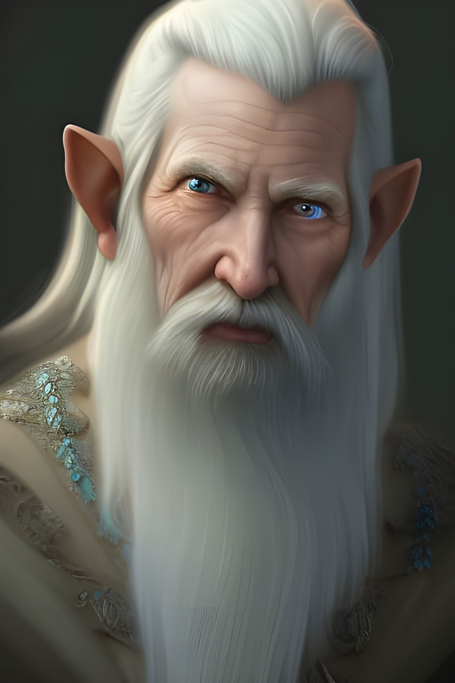 Elegant Light Elf Portrait in Watercolor Style