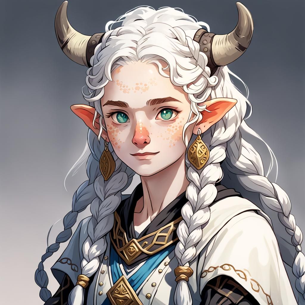 Anime Cow Firbolg Cleric Priestess in DND Style