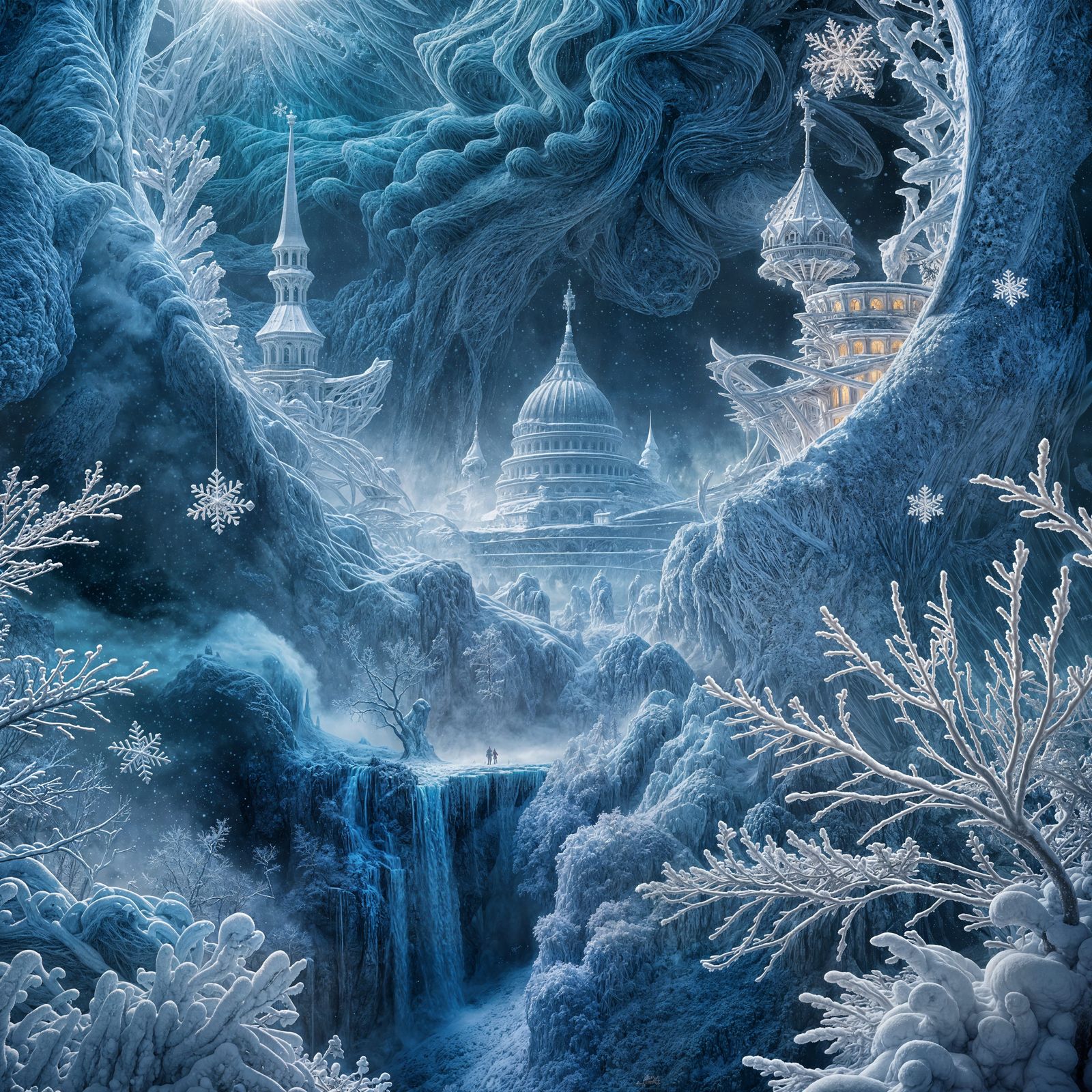Breathtaking Floating City of Snowflakes