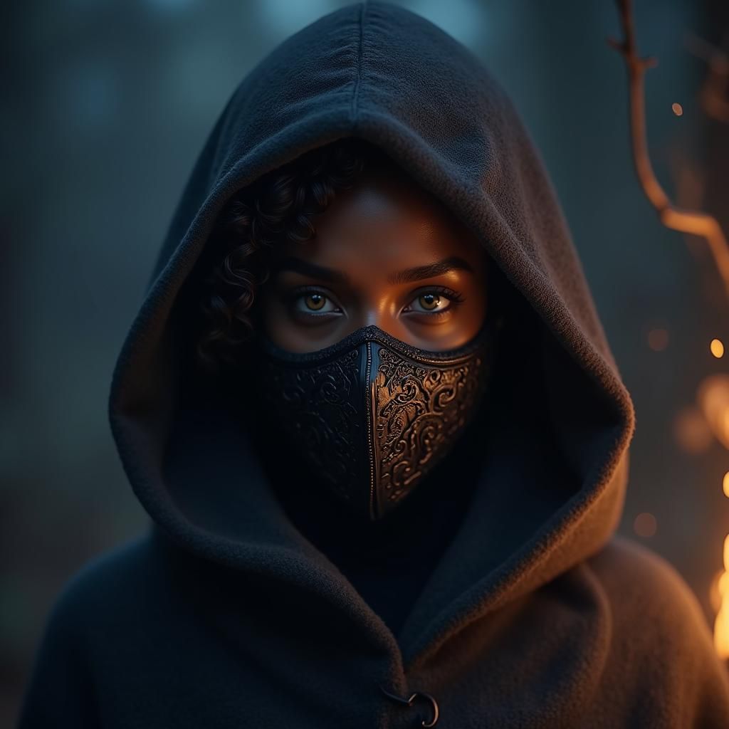Mysterious Woman in Mask: Photorealistic 8k Rendering