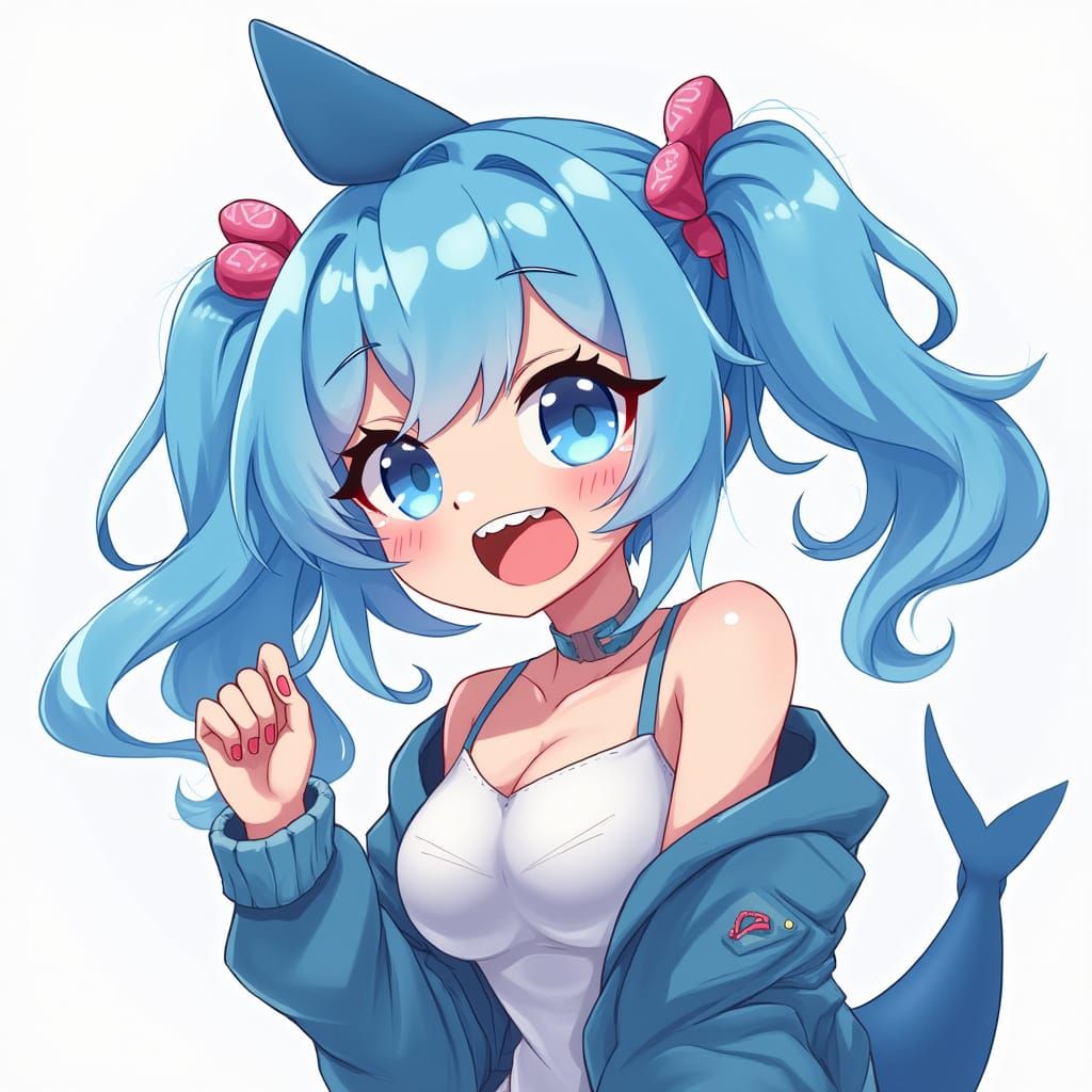 Vibrant Sharkgirl in Dynamic Pose