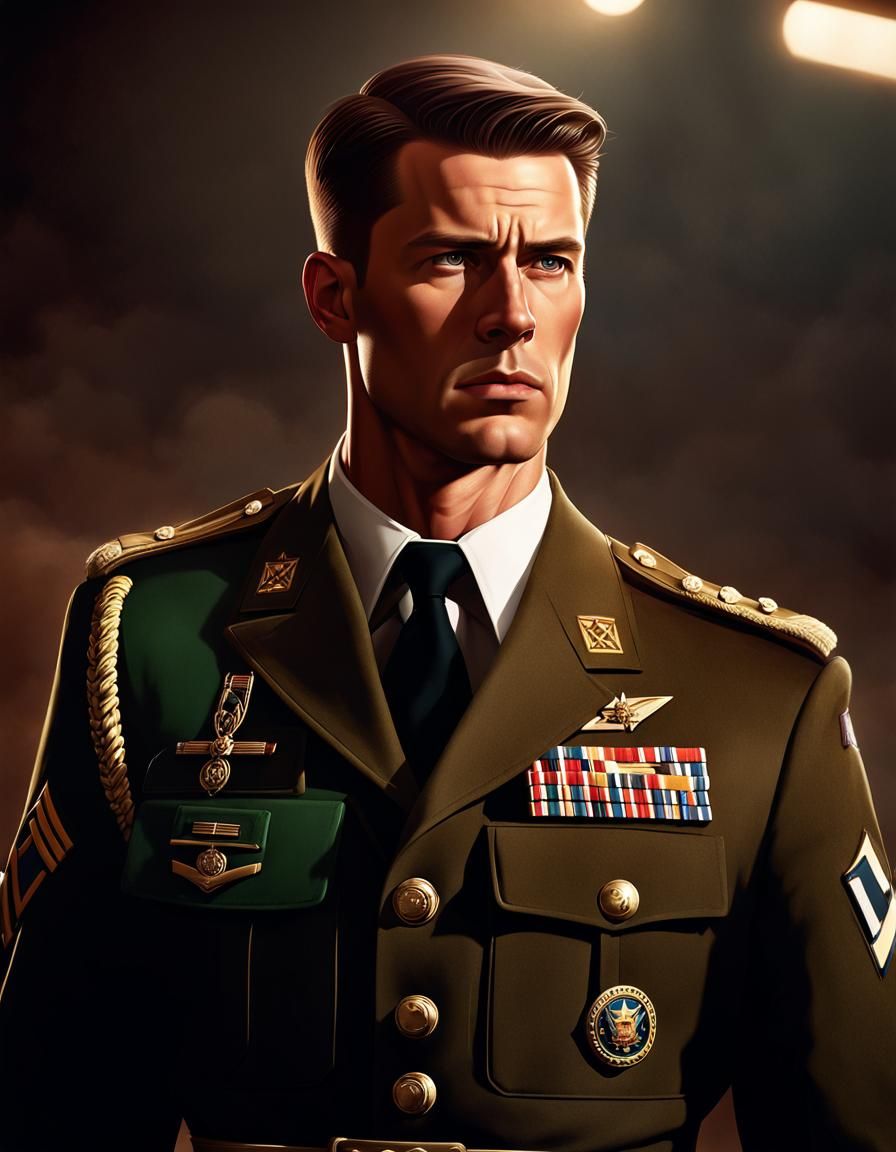 Hyperrealistic Soldier in Military Uniform