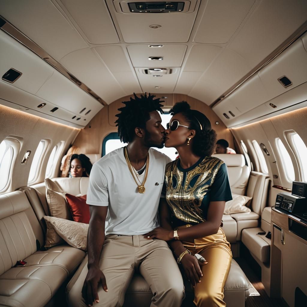 Afrobeat Artist and Girlfriend in Private Jet