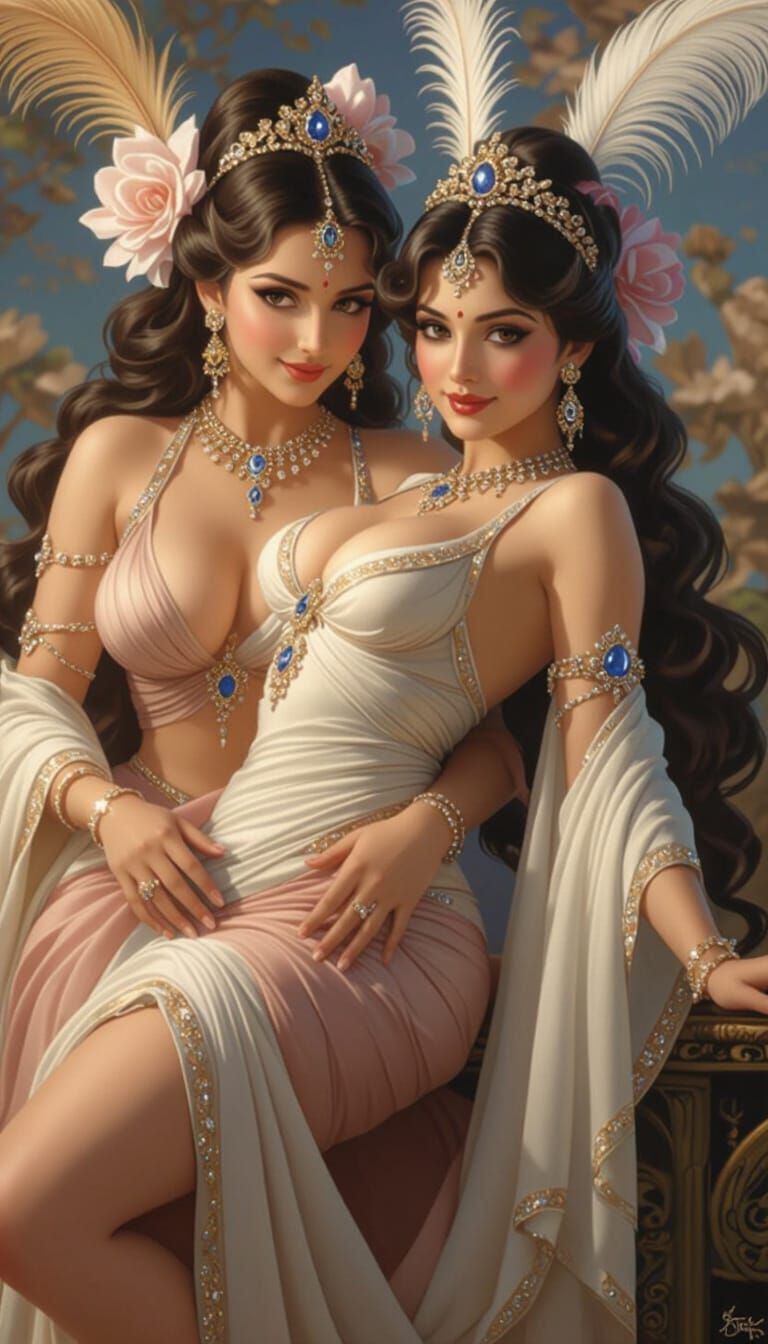 Apsara Sisters in Romantic Pin-Up Style