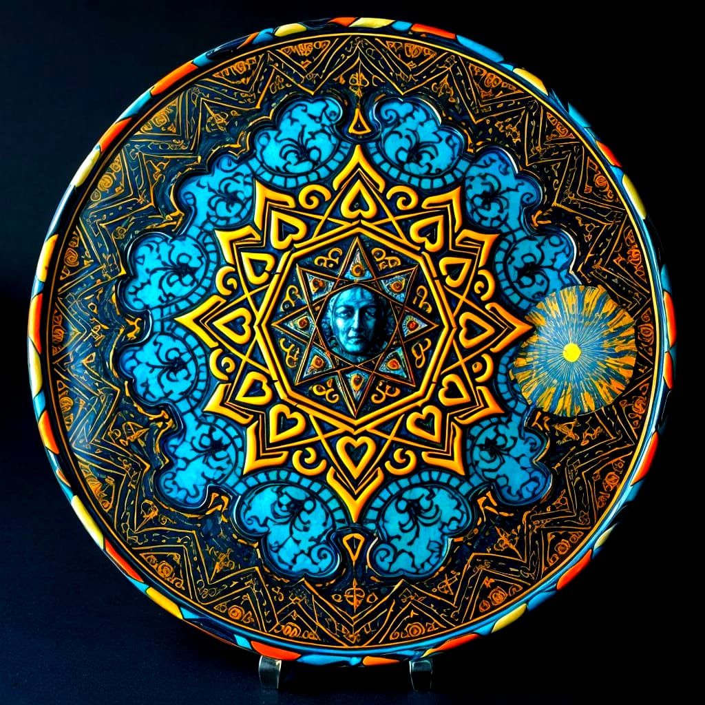 Majolica Kintsugi with Sacred Geometry Fractals
