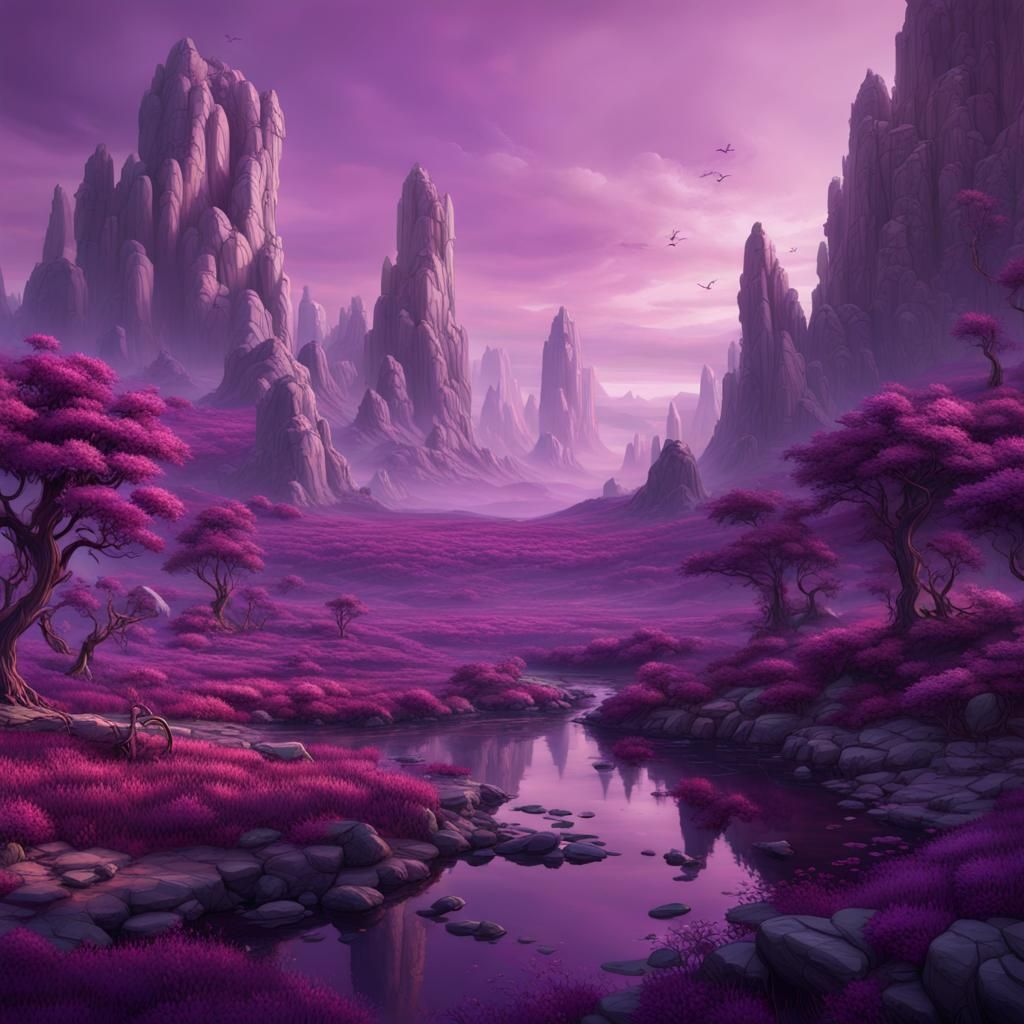 Detailed Purple Landscape Matte Painting