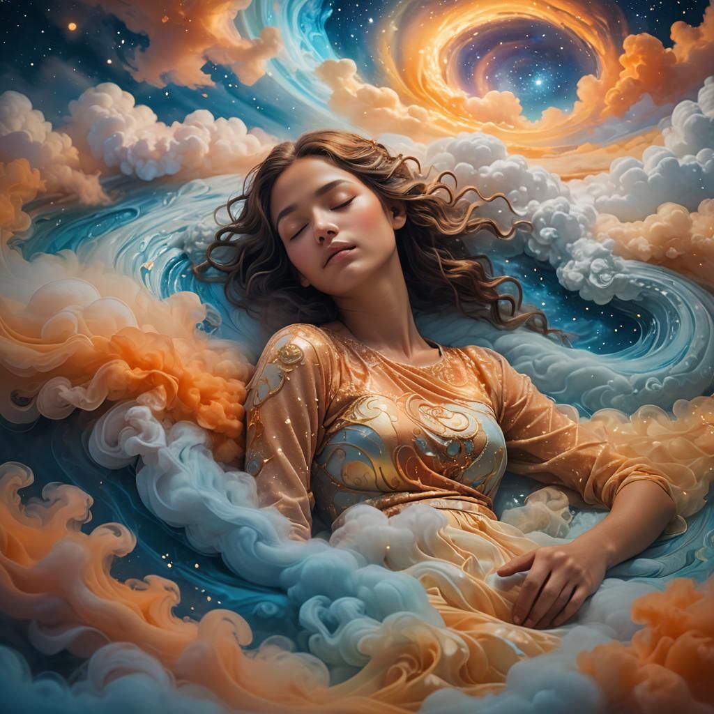 Dreamlike Fantasy Scene with Ethereal Clouds