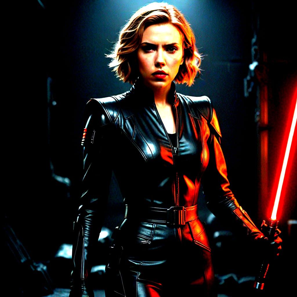 Scarlett Johansson as a Cyberpunk Sith