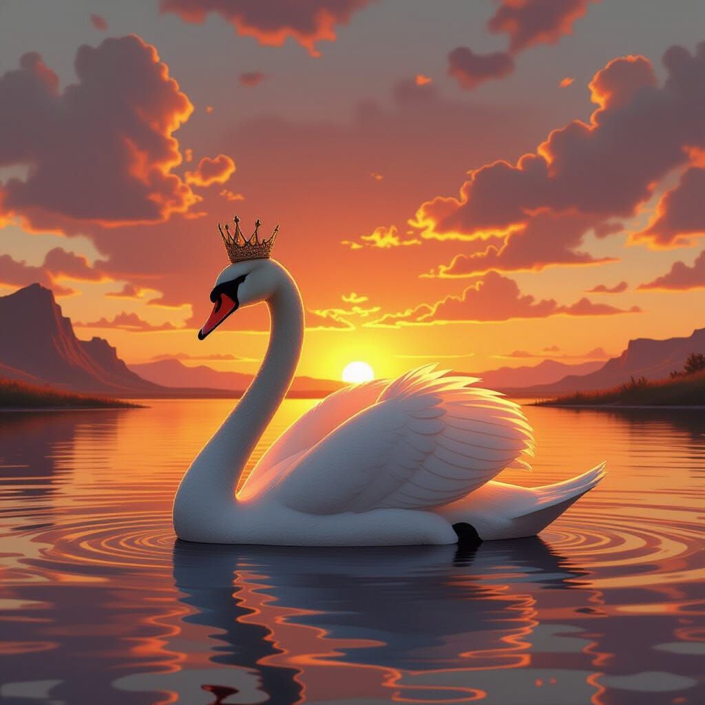 Elegant Swan King in Golden Light
