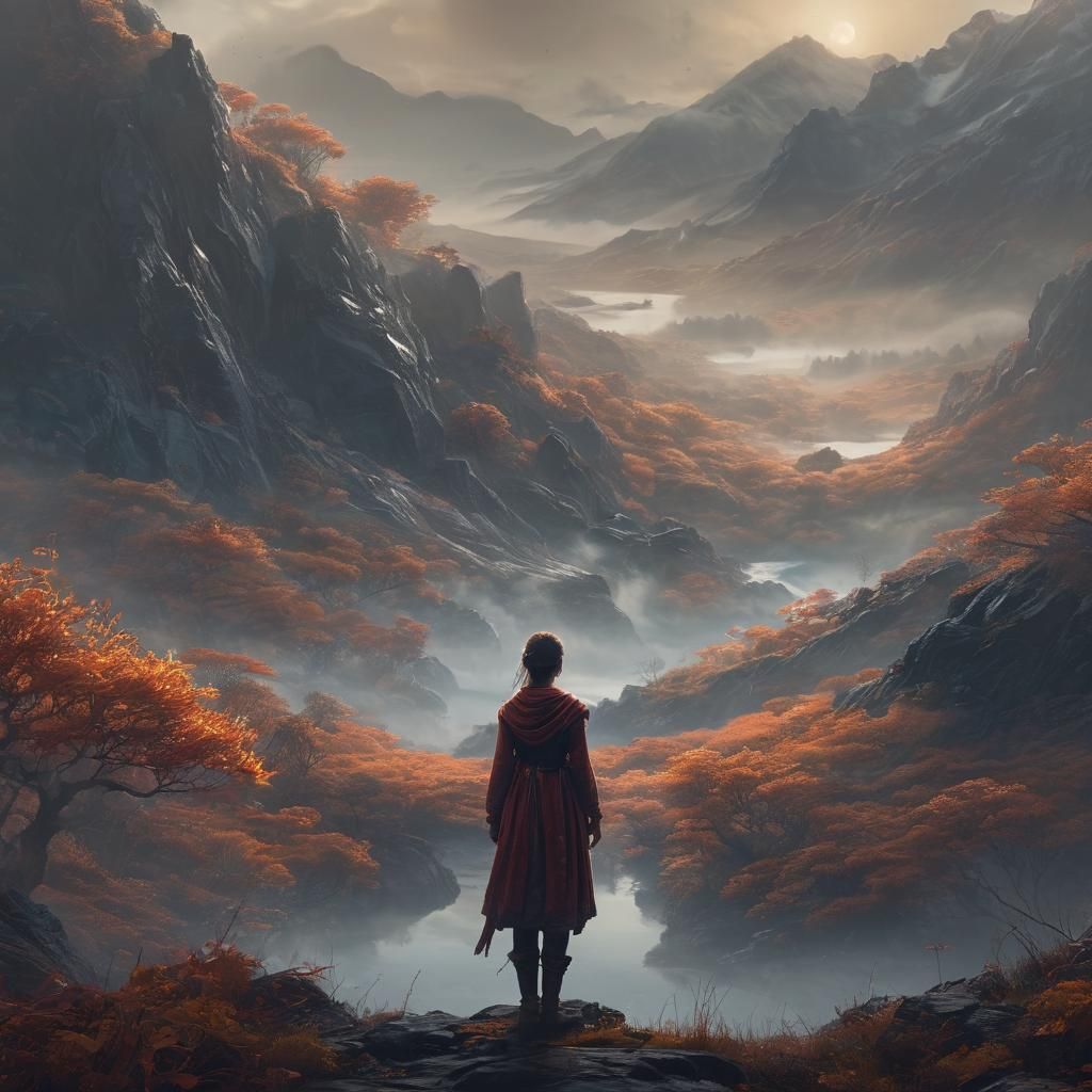 Serene Misty Landscape Concept Art