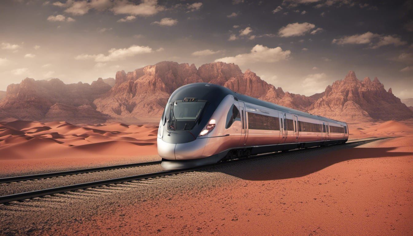 Hyperrealistic High-Speed Train on Mars