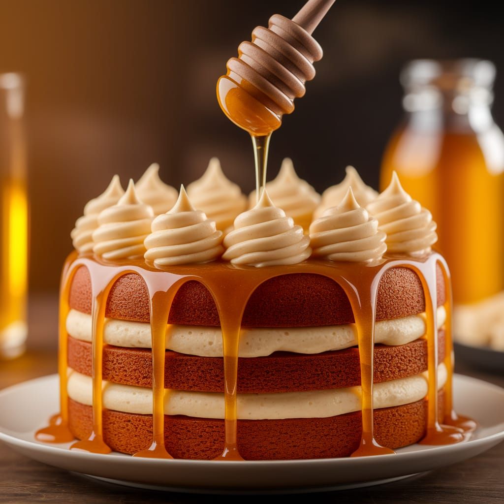 Moist Honey Cake with Golden Honey Syrup