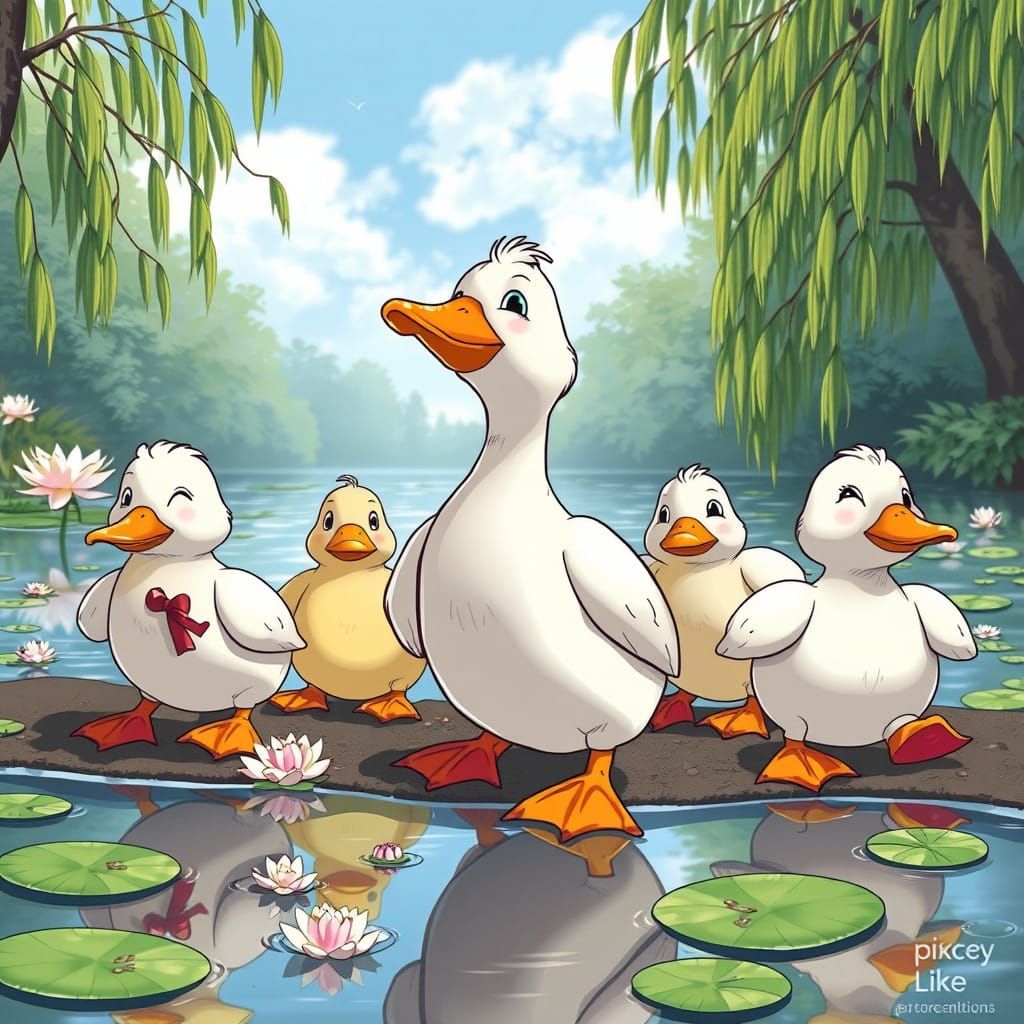 Ducks in Colourful Crocs Pose on Pond's Edge