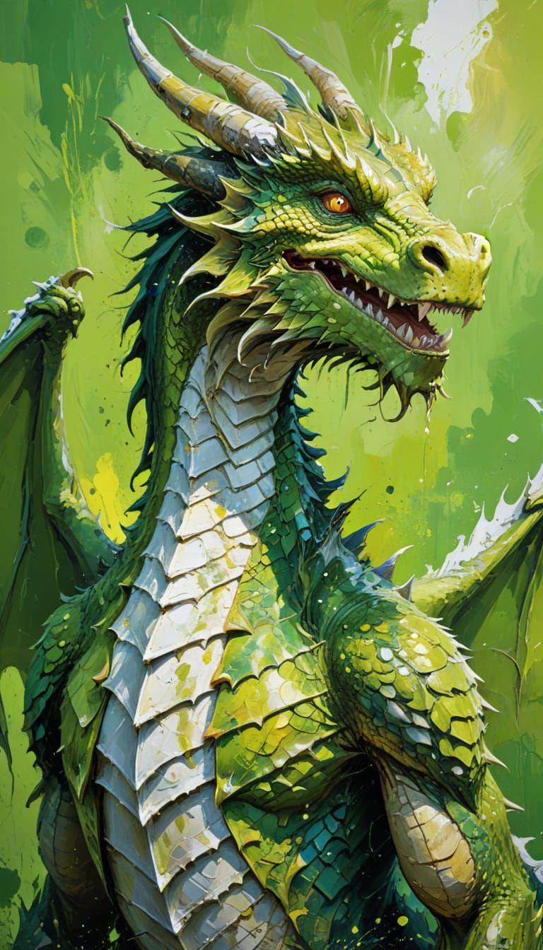 Vibrant Neo-Expressionist Oil Painting of a Dragon