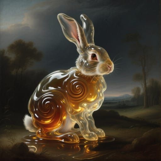 Liquid Schnapps Rabbit in Romantic Landscape