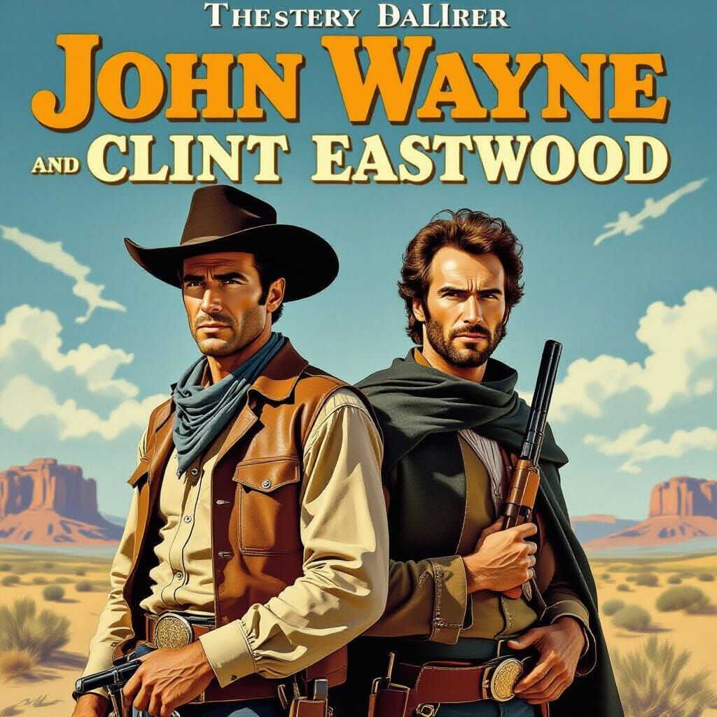 Western Movie Poster: John Wayne and Clint Eastwood