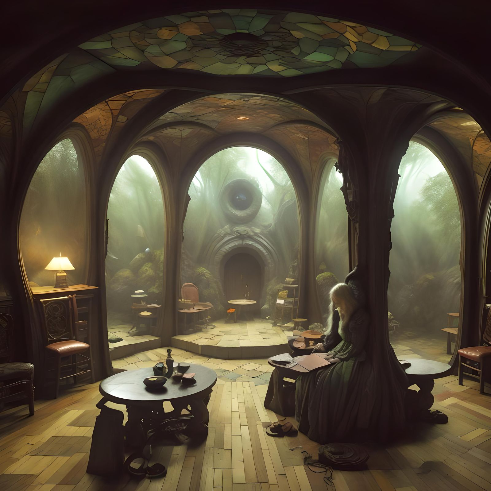 Cozy Hobbit Hole Interior in Art Nouveau Style