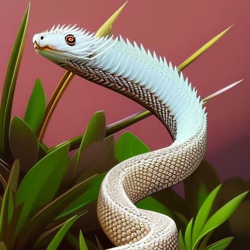Hyperrealistic White Snake in Splash Art Style