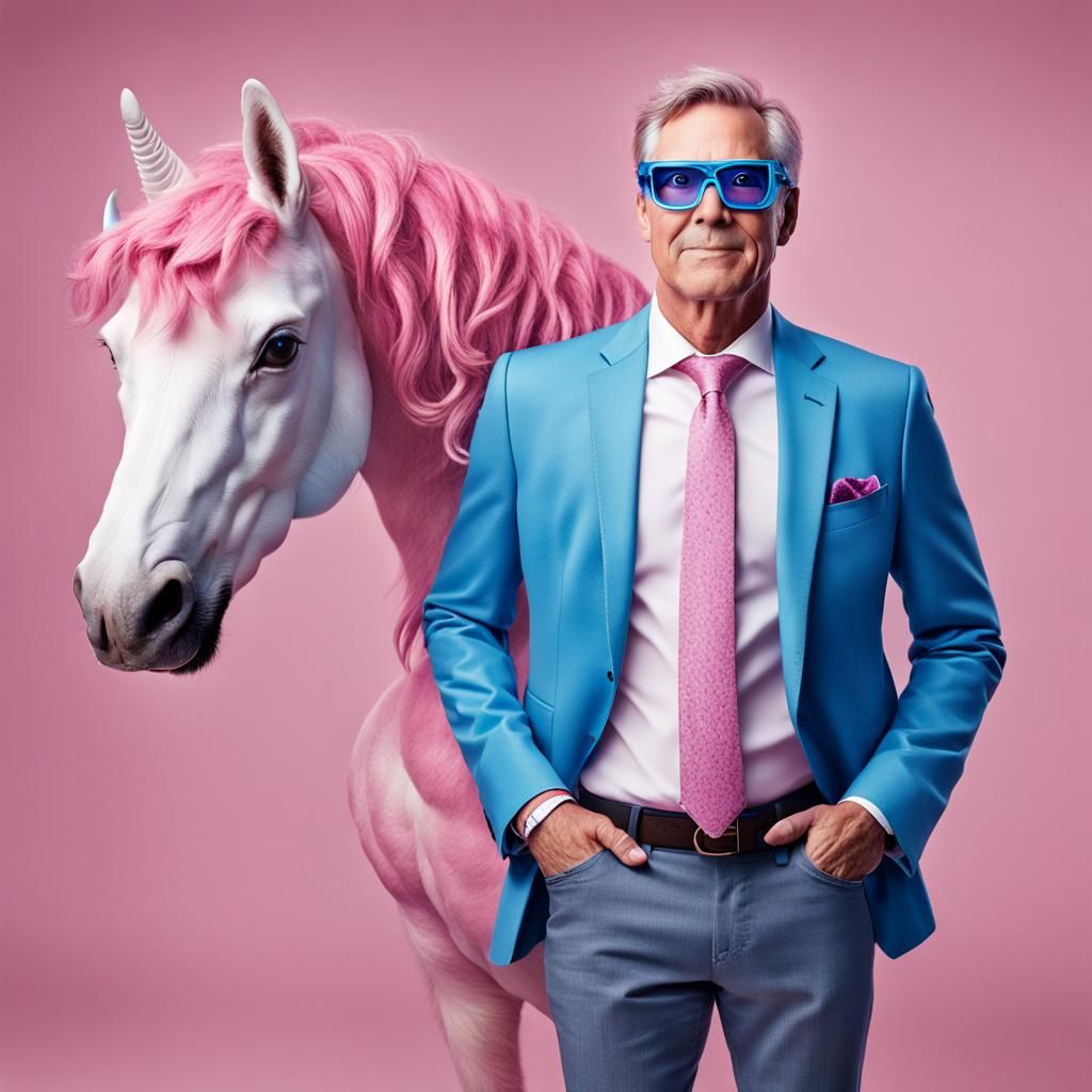 Unicorn with 3D Glasses: Professional Portrait