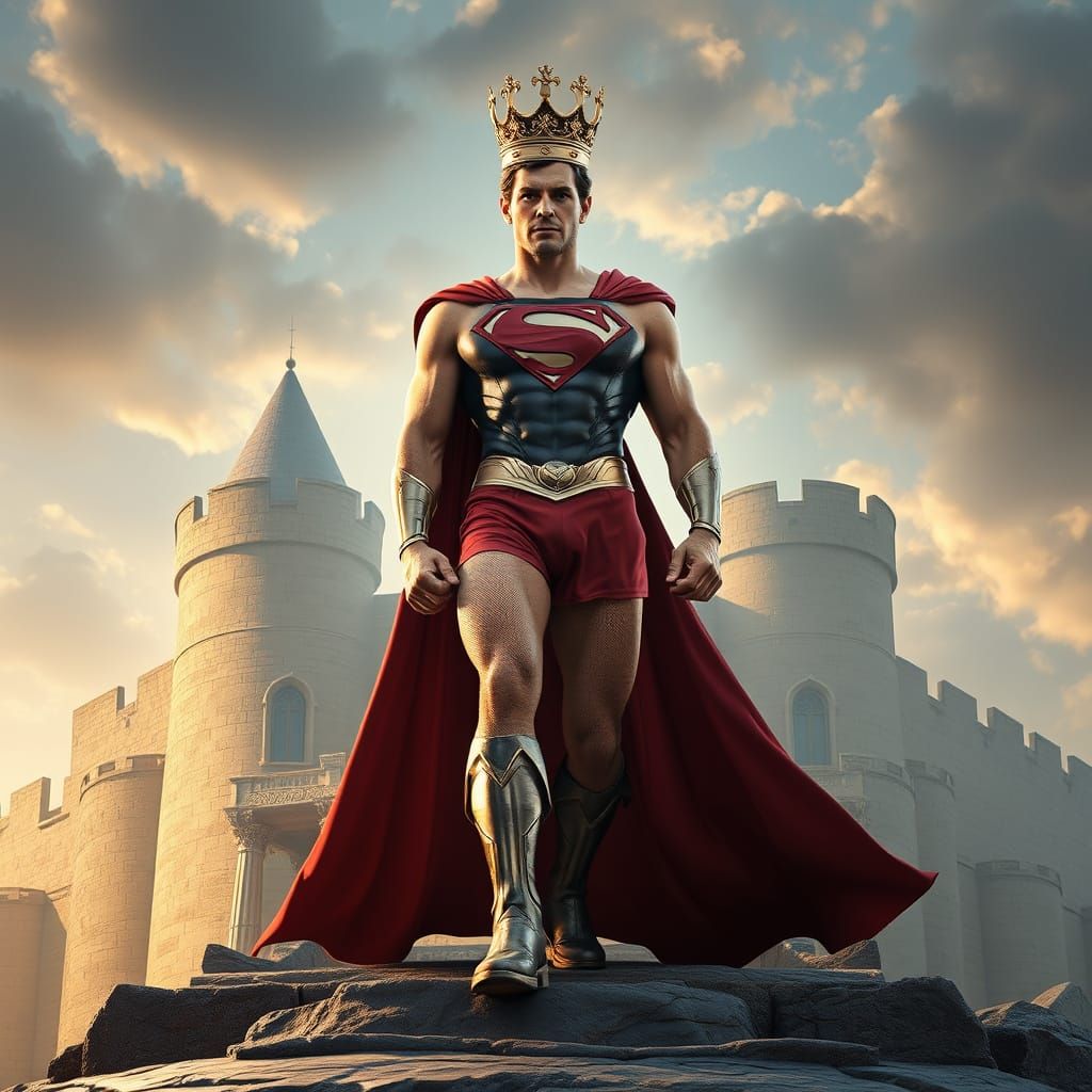 Hercules Superman Emerges from Castle with Crown