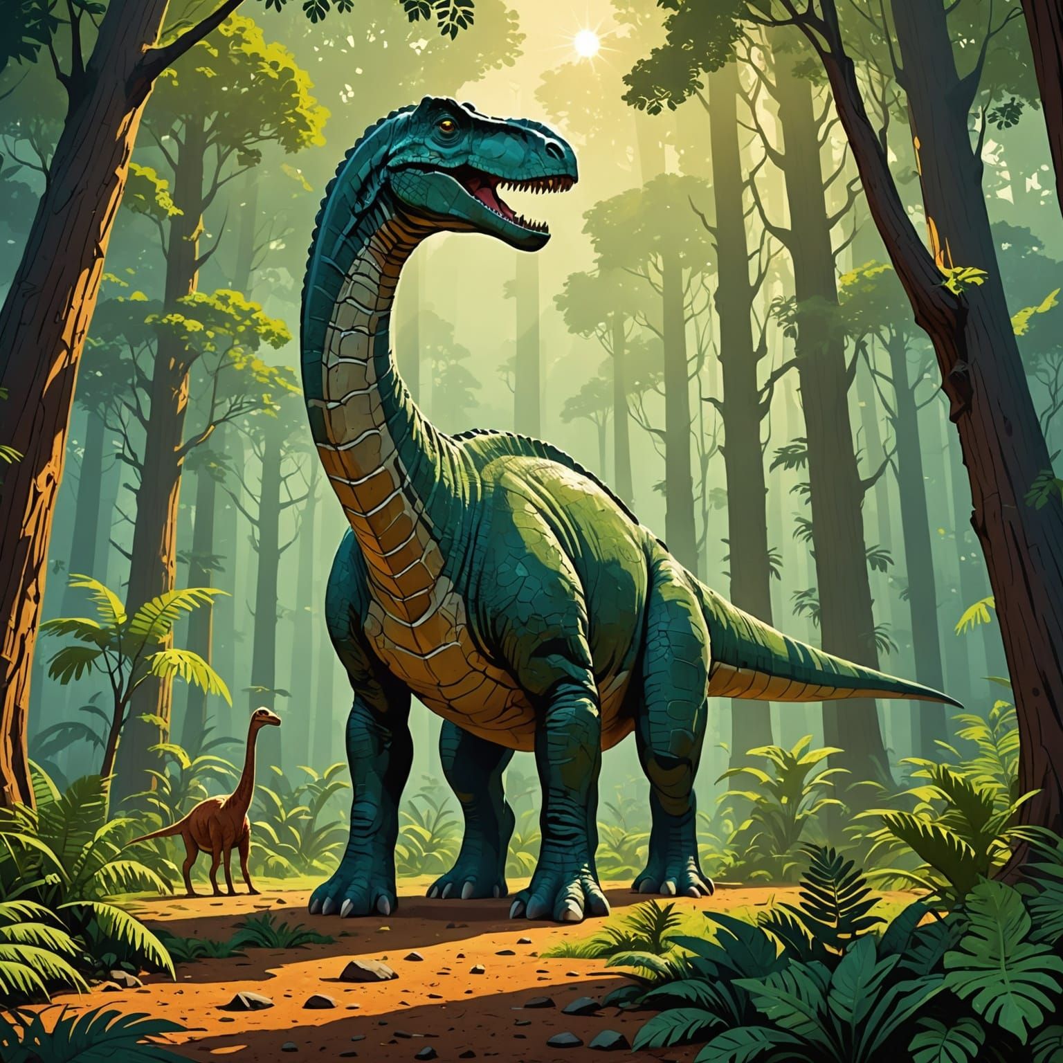 Brachiosaurus in Prehistoric Jungle Paleoart Style