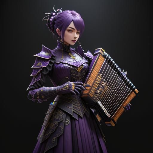 Creepy Insect Humanoid Plays Accordion: Dark Fantasy Art