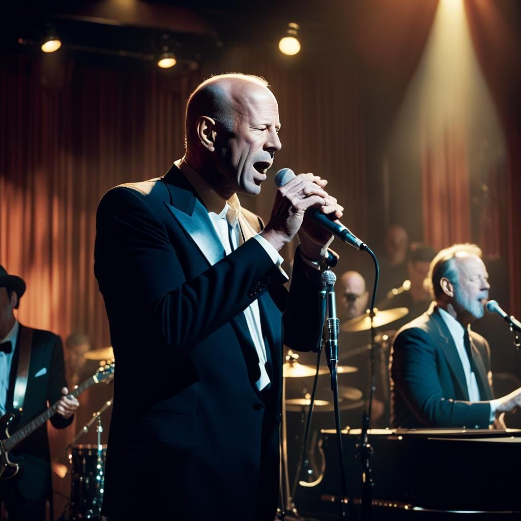 Bruce Willis Sings the Blues on Stage