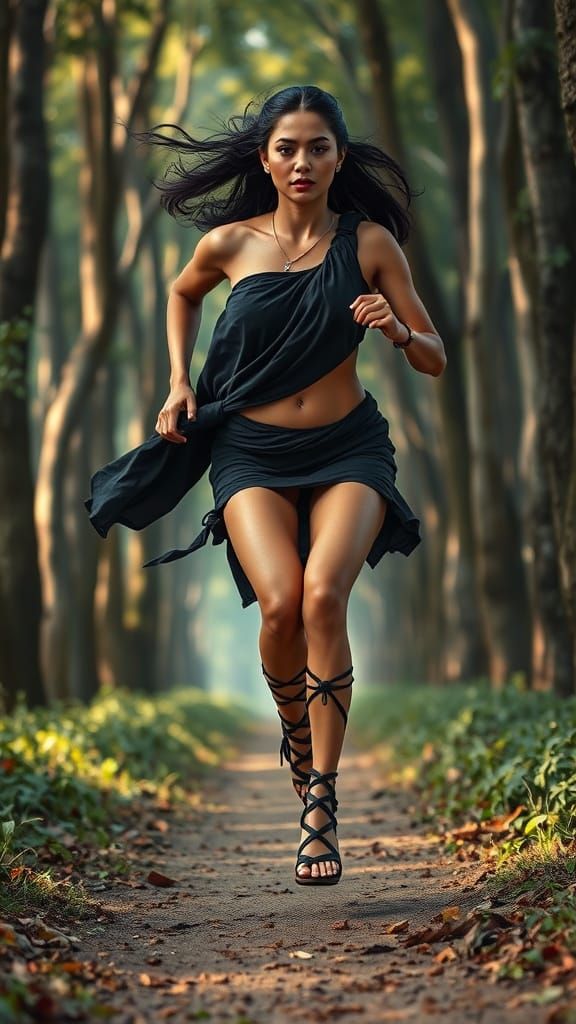 Hyperrealistic Filipino Goddess in Ancient Roman Forest