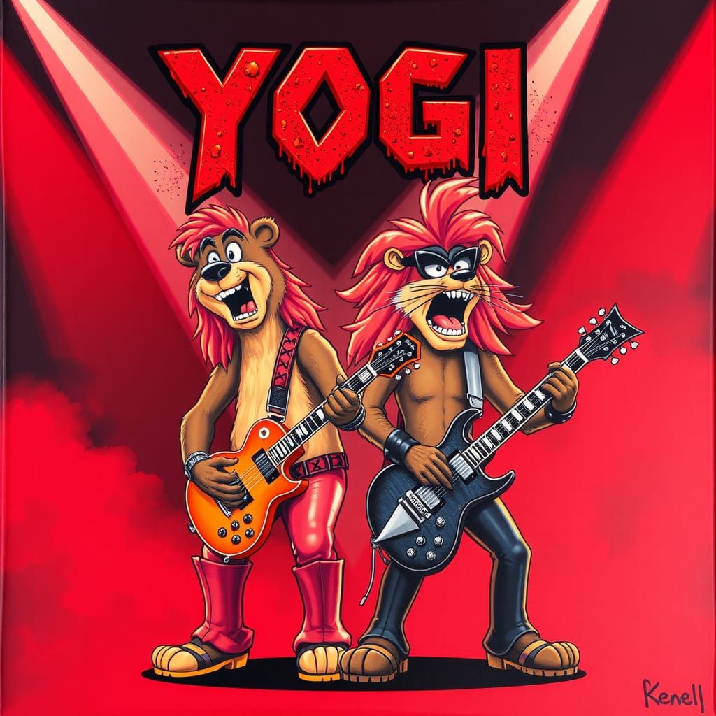 At the top of the canvas, Distressed metallic dripping horror text that says "YOGI and the Boo-Boos" in red and black ro...