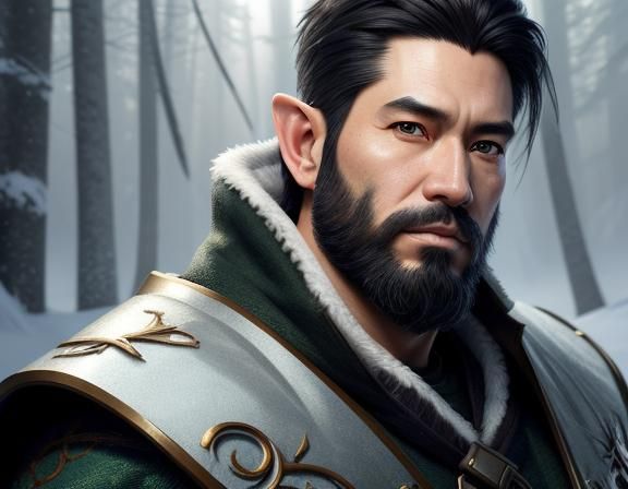 Fantasy Elf Portrait in Hyperdetailed Arctic Scene