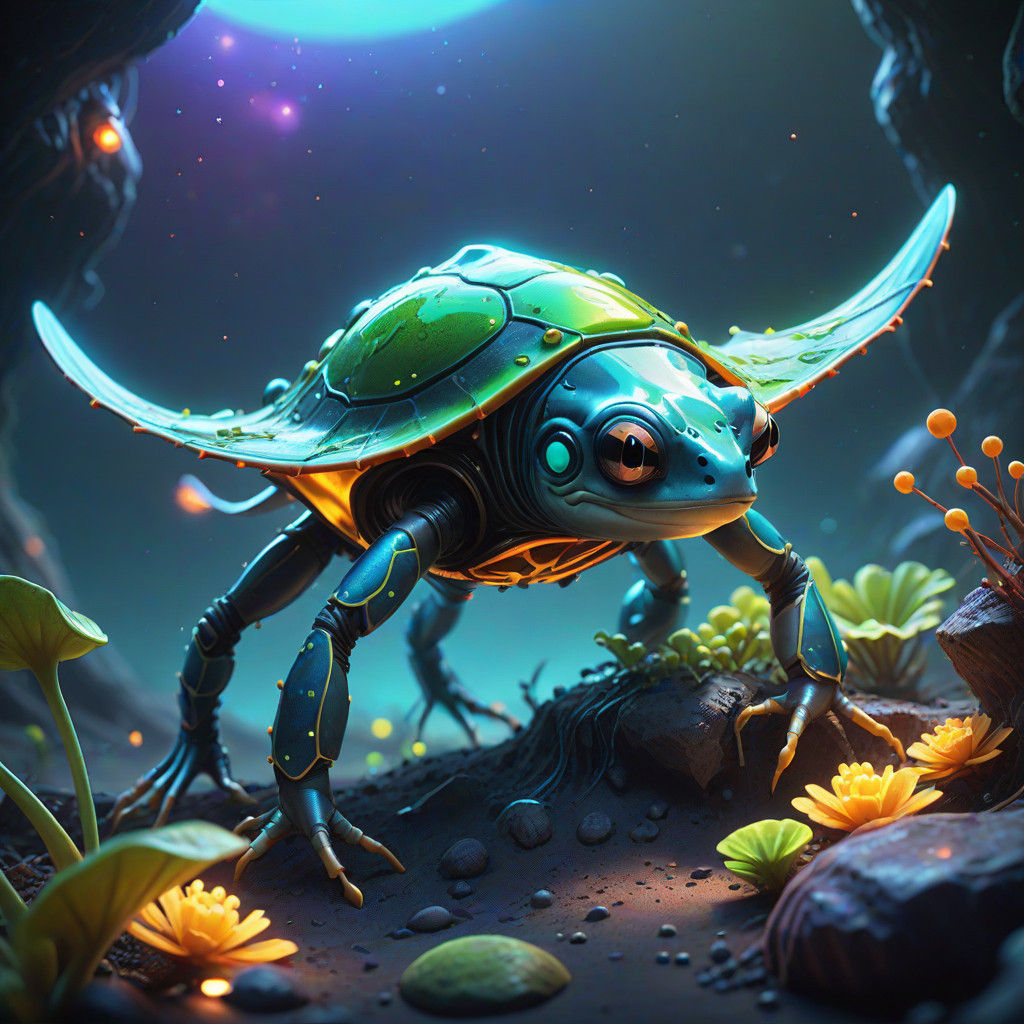 Surreal Exoplanet Encounter: Iridescent Manta Ray-Like Alien...